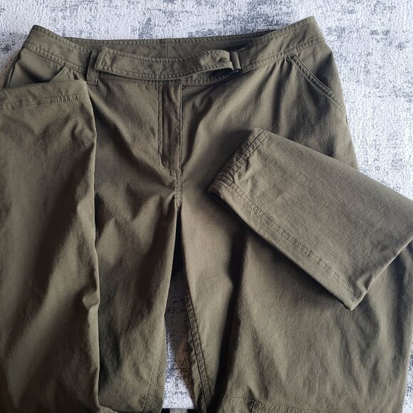 MEC Olive Army Green Wide Leg Outdoor Performance Pants w Drawstring Ankle - Picture 6 of 15